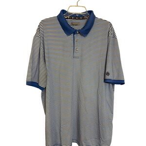 BH Golf Polo Shirt Striped Performance Golfing Casual Blue White Size XL